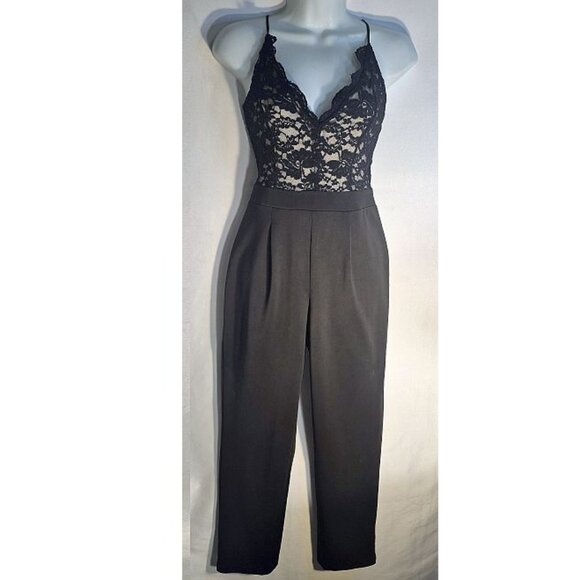 Express sleeveless Pantsuit, Black with lace and dress pant bottom, size XS tall - Picture 8 of 16